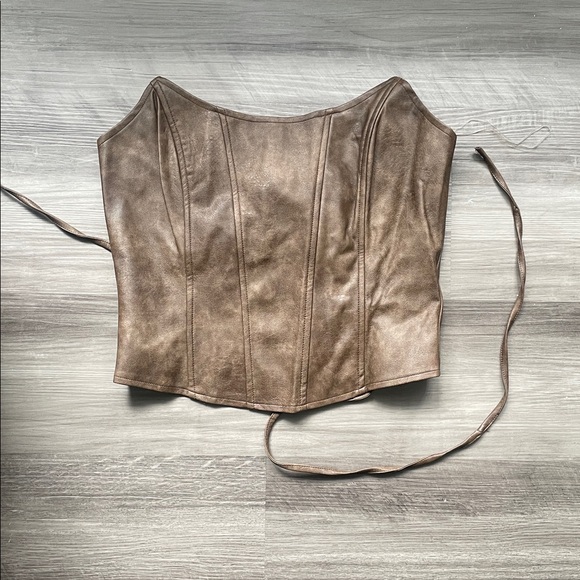Brown Leather Corset Top - Picture 3 of 4
